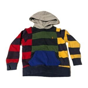 Polo Ralph Lauren Boy's Multicolor Stripe Fleece Lined Pullover Hoodie Small 8